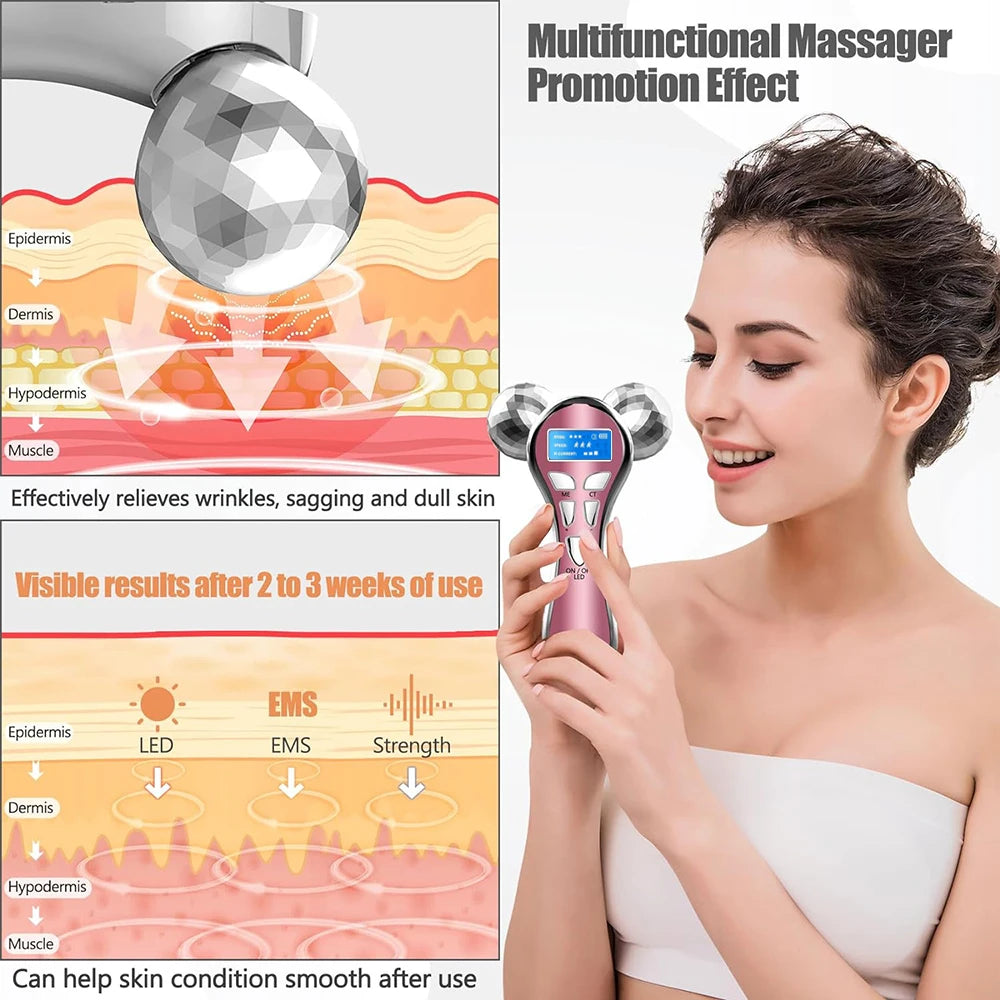 4D EMS Face Massager – Microcurrent Vibration Lifting Device for Face & Neck