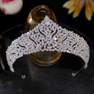 Silver Crystal Bridal Tiara with CZ