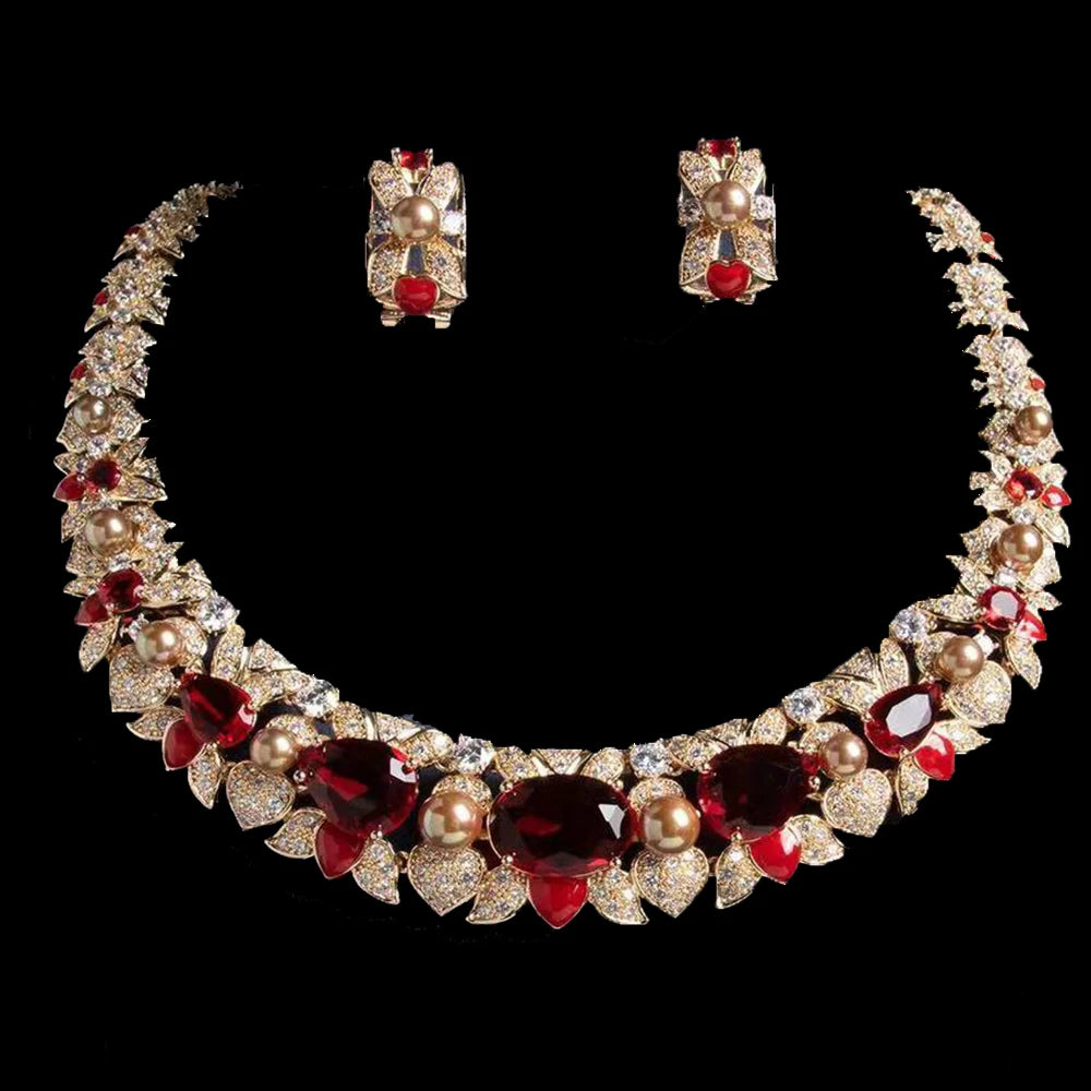 Sky Blue Cubic Zirconia Bridal Jewelry Set – 2-Piece Necklace & Earrings