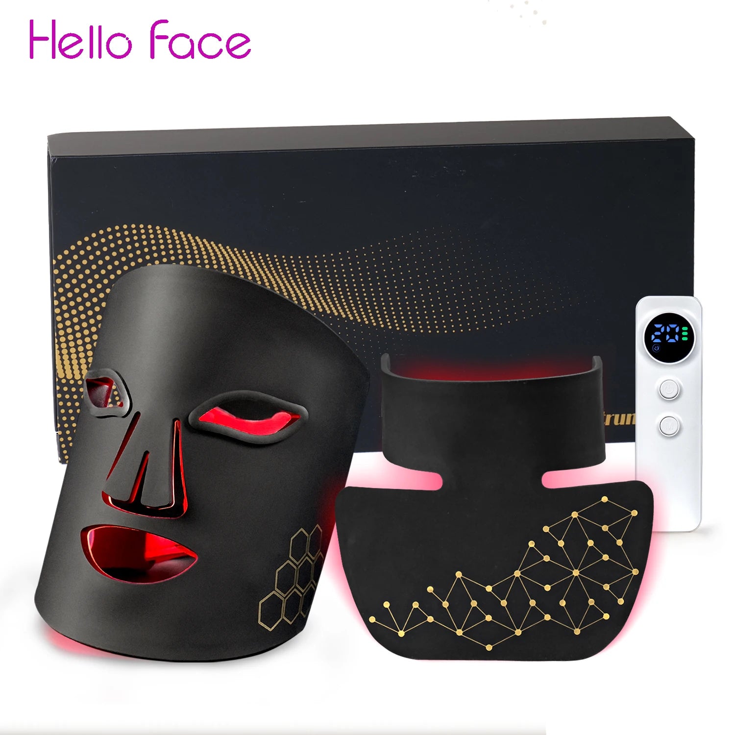 Near Infrared NIR LED Face and Neck Therapy Mask for Skin Rejuvenation