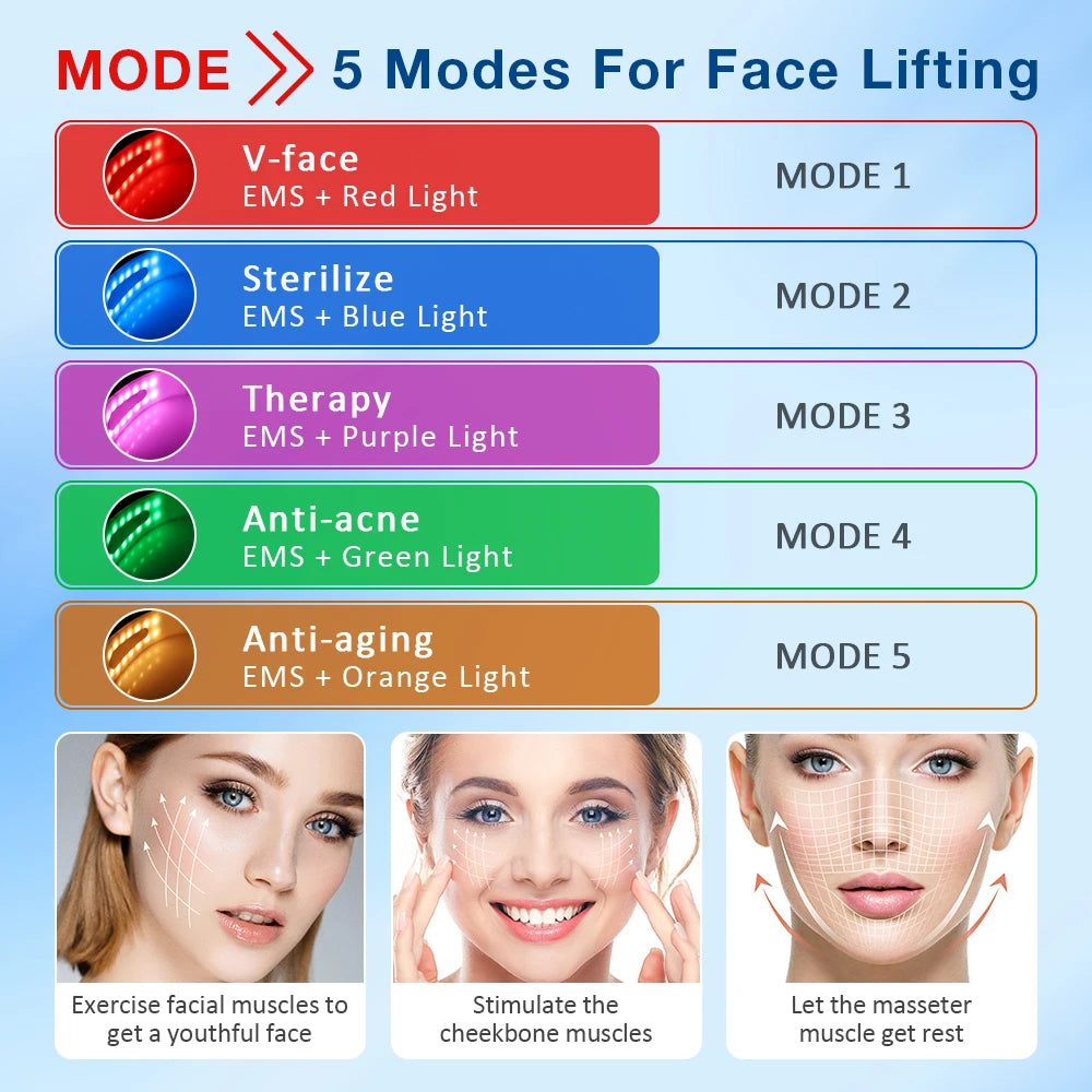 Rechargeable V Face Massager – LED Facial Beauty Device for Lifting & Toning