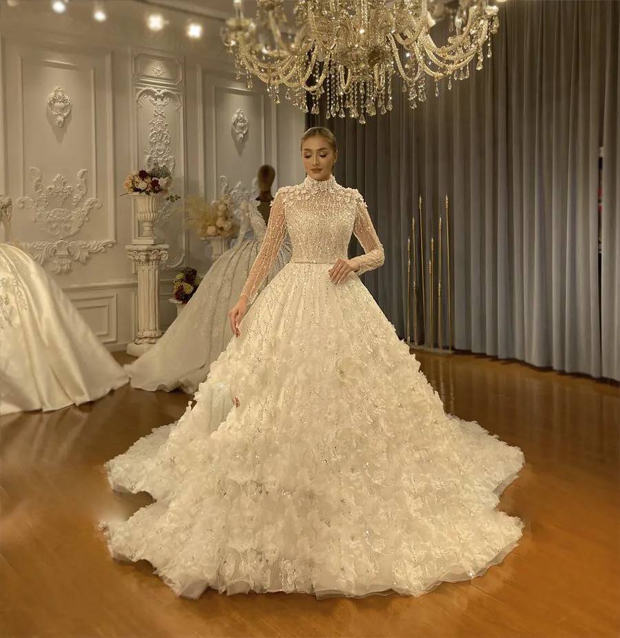 Elegant A-Line Wedding Dress with Straps and Long Sleeve Jacket