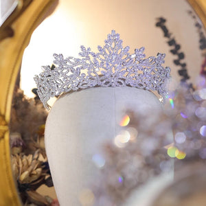Flower Headdress CZ Silver Tiara Wedding Crown