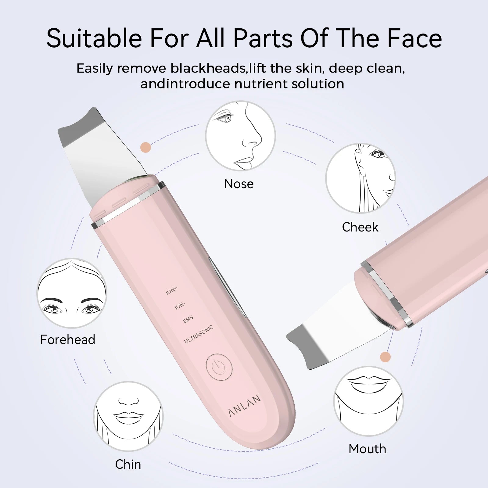 Ultrasonic Skin Scrubber Facial Cleaner – Deep Cleansing & Lifting Device