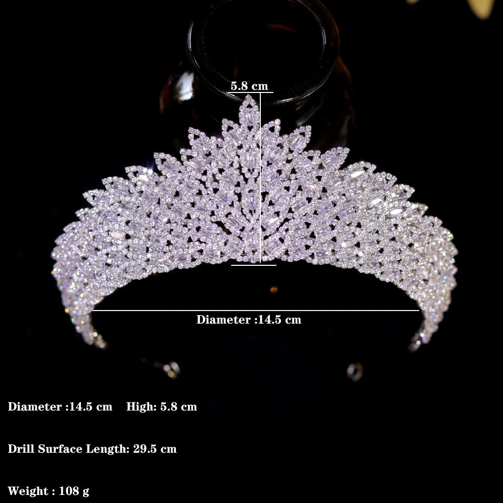 Cubic Zirconia Crystal Leaf Tiara Crown for Women – Bridal & Prom Accessory