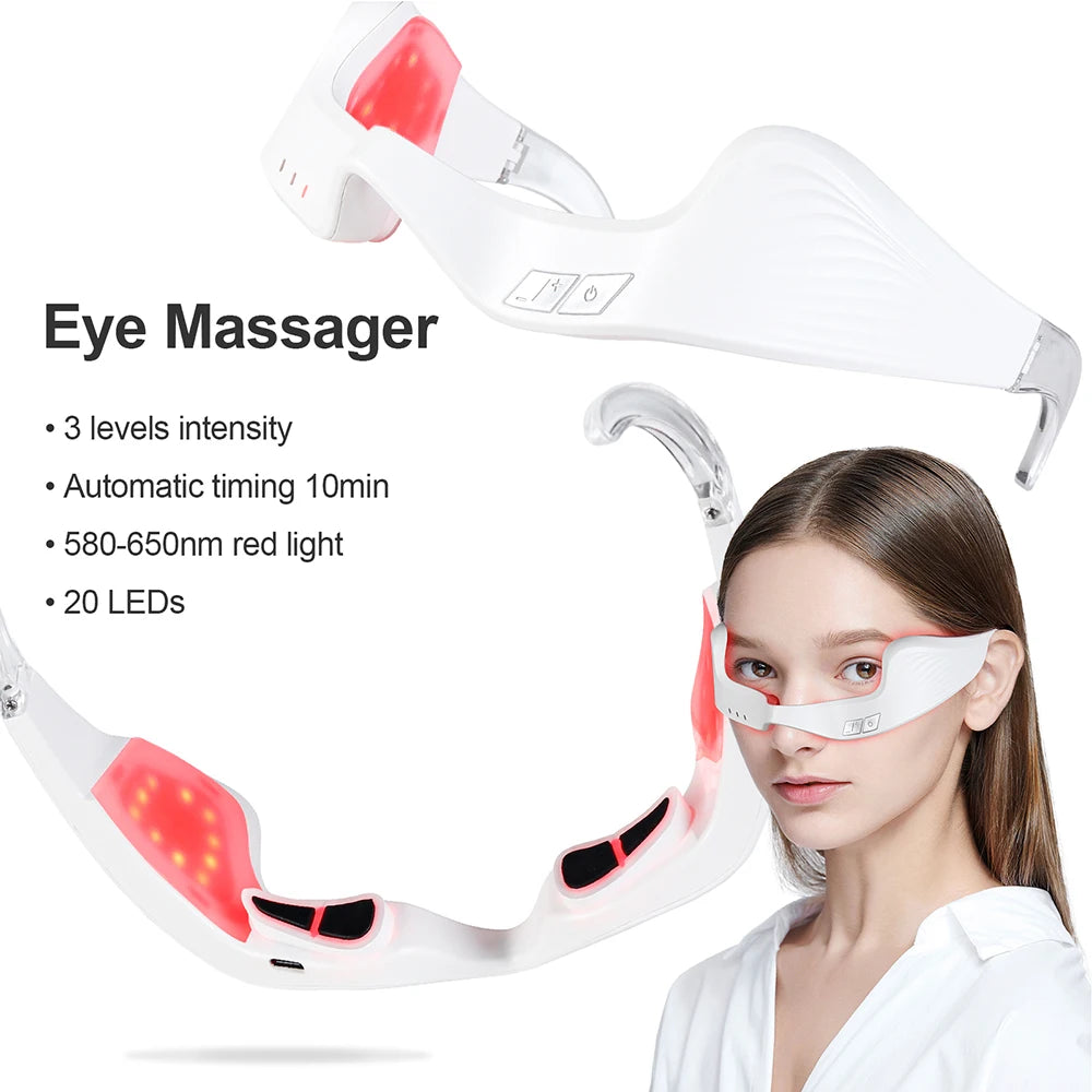 Smart Electric Eye Massager Glasses with Red Light for Tired and Strained Eyes