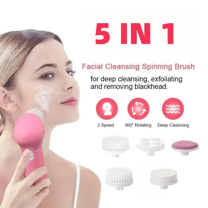5-in-1 Facial Cleansing Brush & Massager – Deep Clean & Skin Care Tool