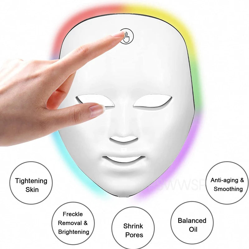 Professional 7 Color LED Facial Therapy Mask for Skin Care Treatment