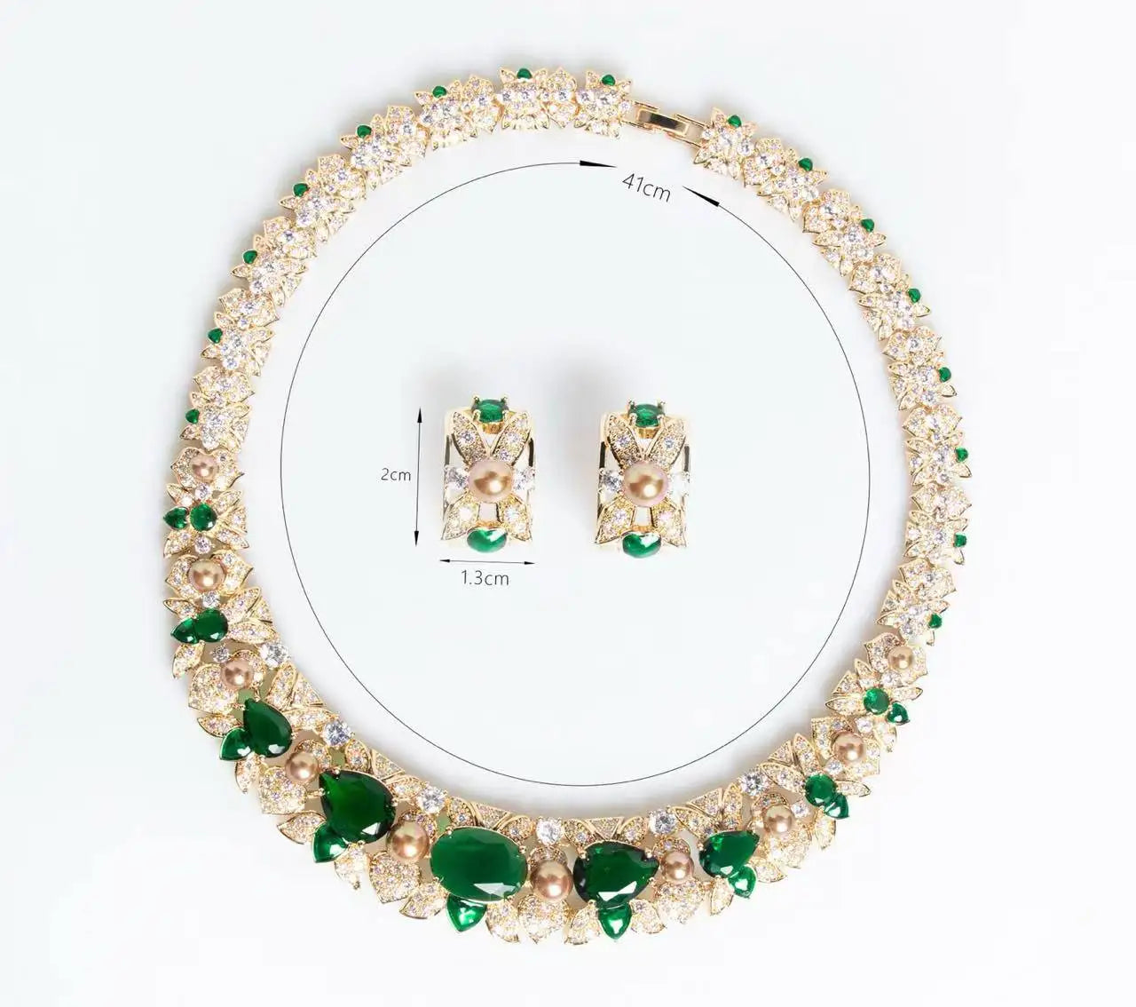 Sky Blue Cubic Zirconia Bridal Jewelry Set – 2-Piece Necklace & Earrings