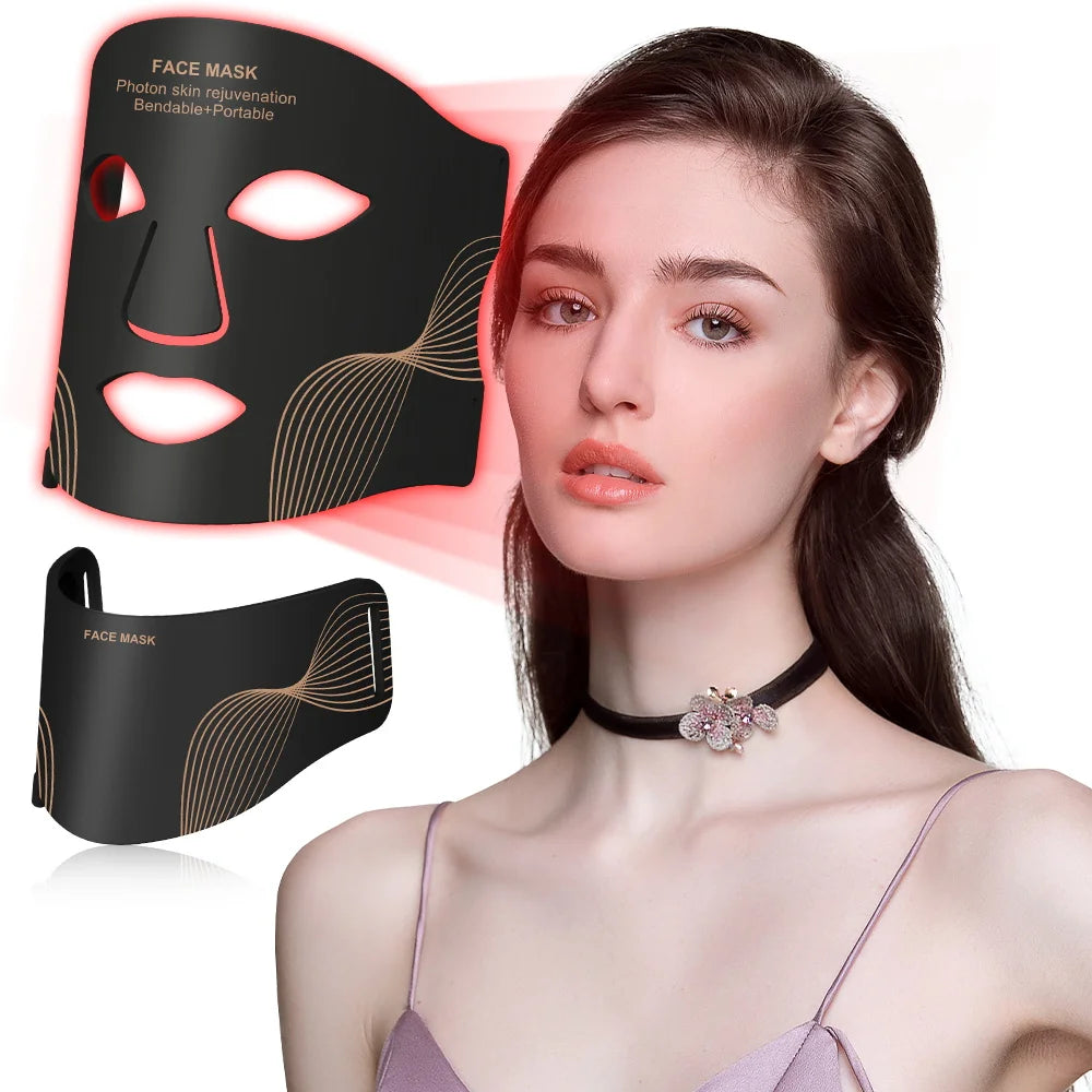 Wireless 7 Color LED Face and Neck Red Light Therapy Mask for Wrinkles