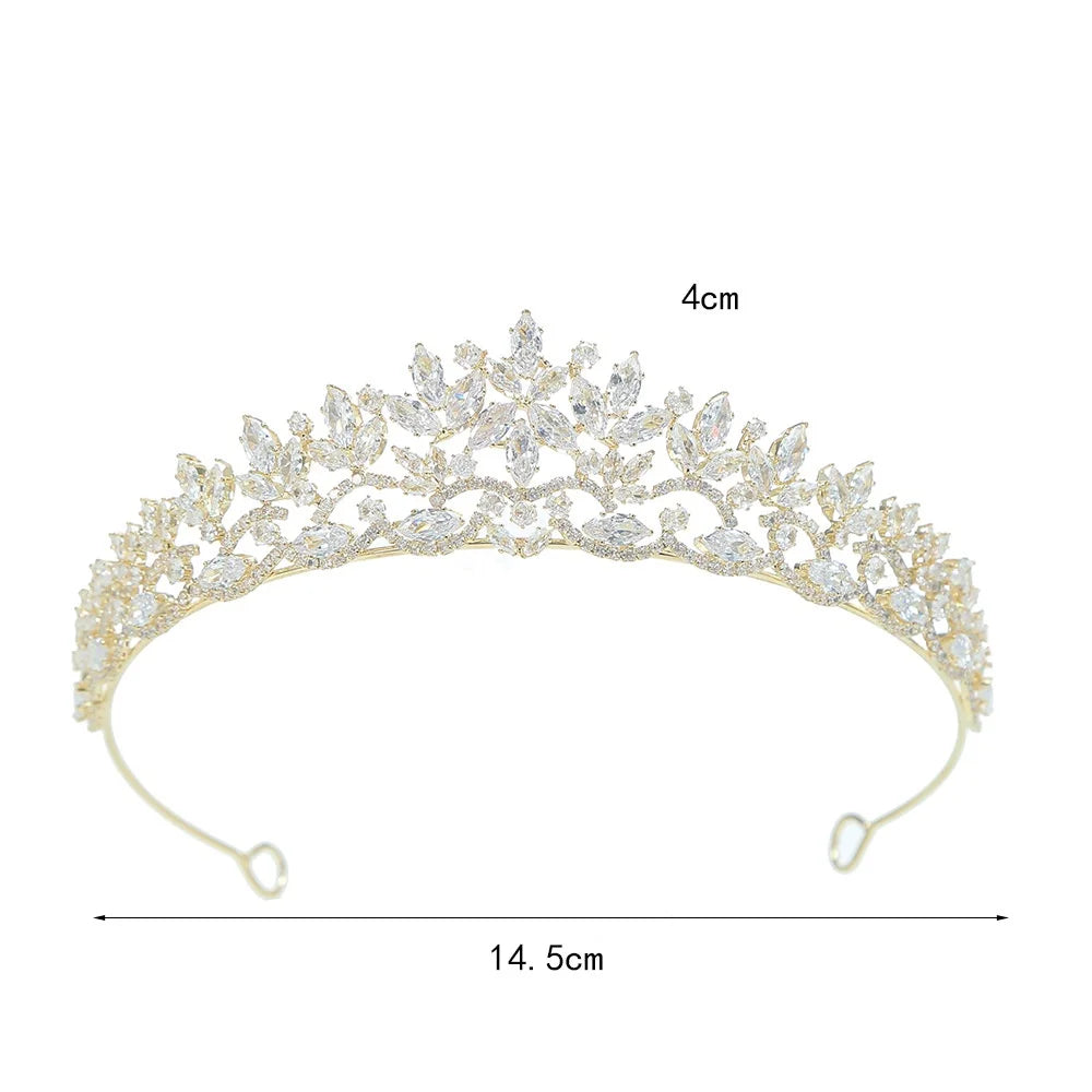 Luxury Cubic Zirconia Princess Bridal Tiara for Women & Girls