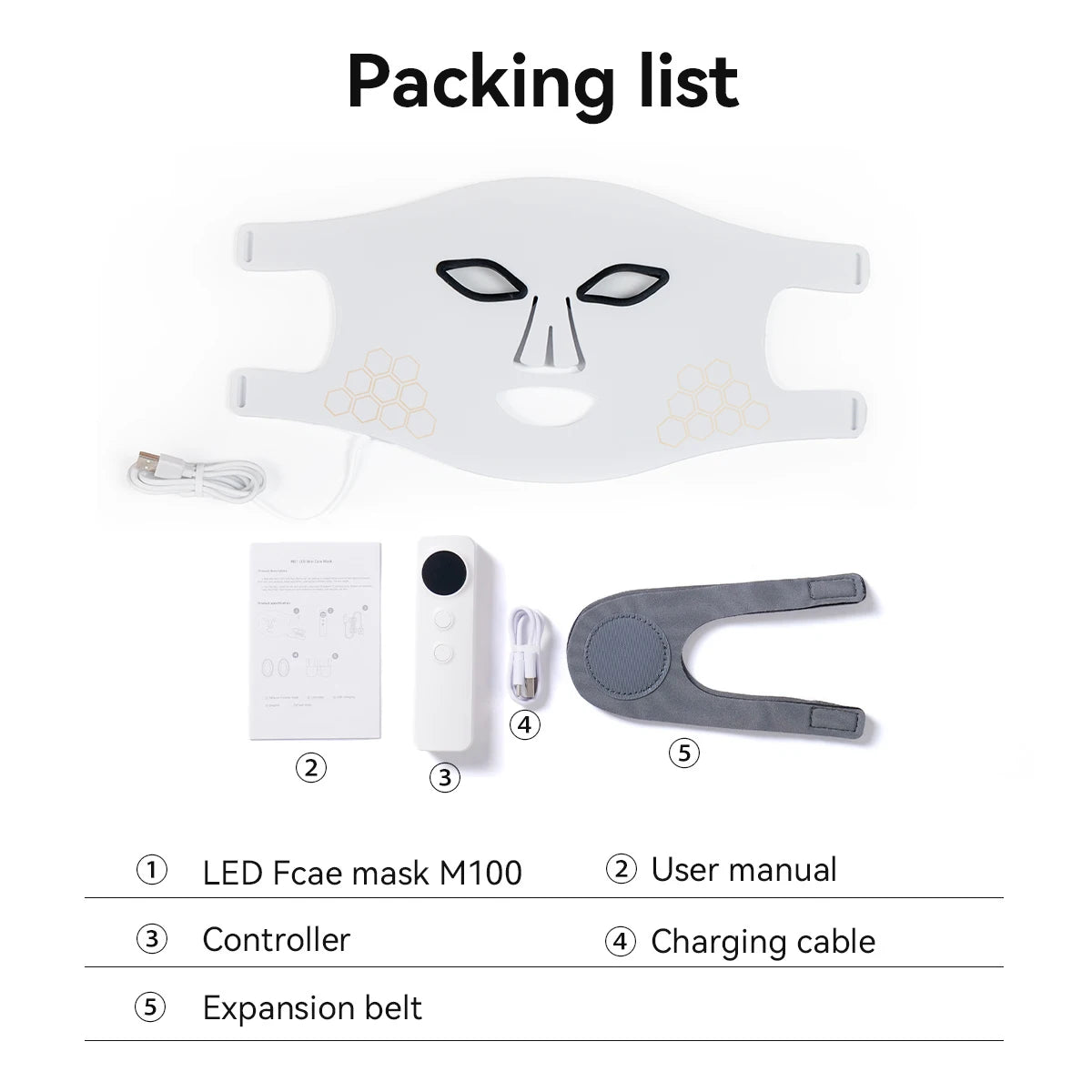 Rechargeable Red Light Therapy LED Face & Neck Mask