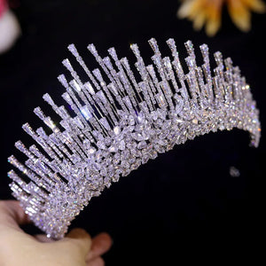 Luxury Cubic Zirconia Bridal Crown Tiara