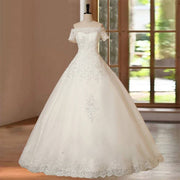 A-Line Short Sleeve Wedding Dress Bridal Gown Party Wear