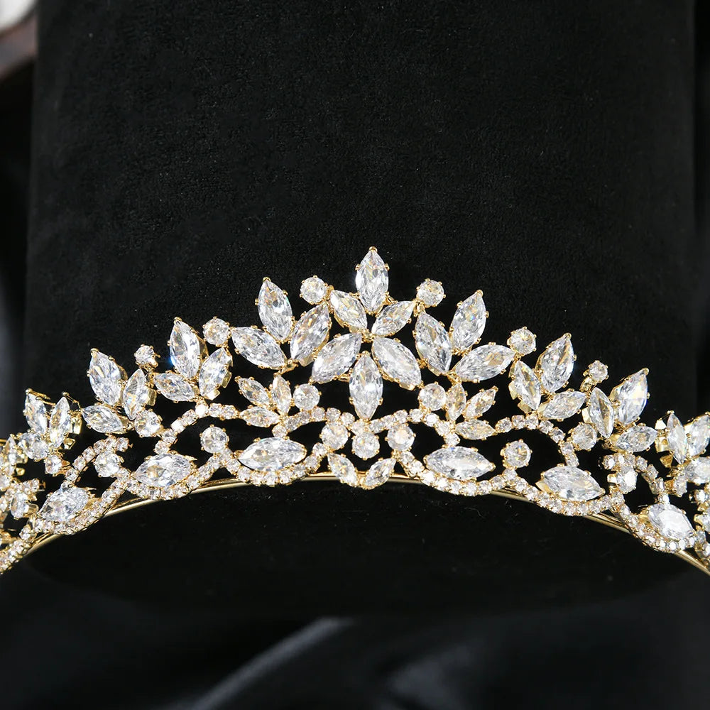 Luxury Cubic Zirconia Princess Bridal Tiara for Women & Girls