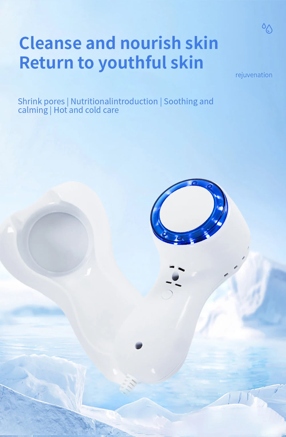 Blue Light Cryo Facial Massager – Cold Therapy & Skin Lifting Device