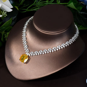 Elegant Yellow Stone Bridal Necklace Set
