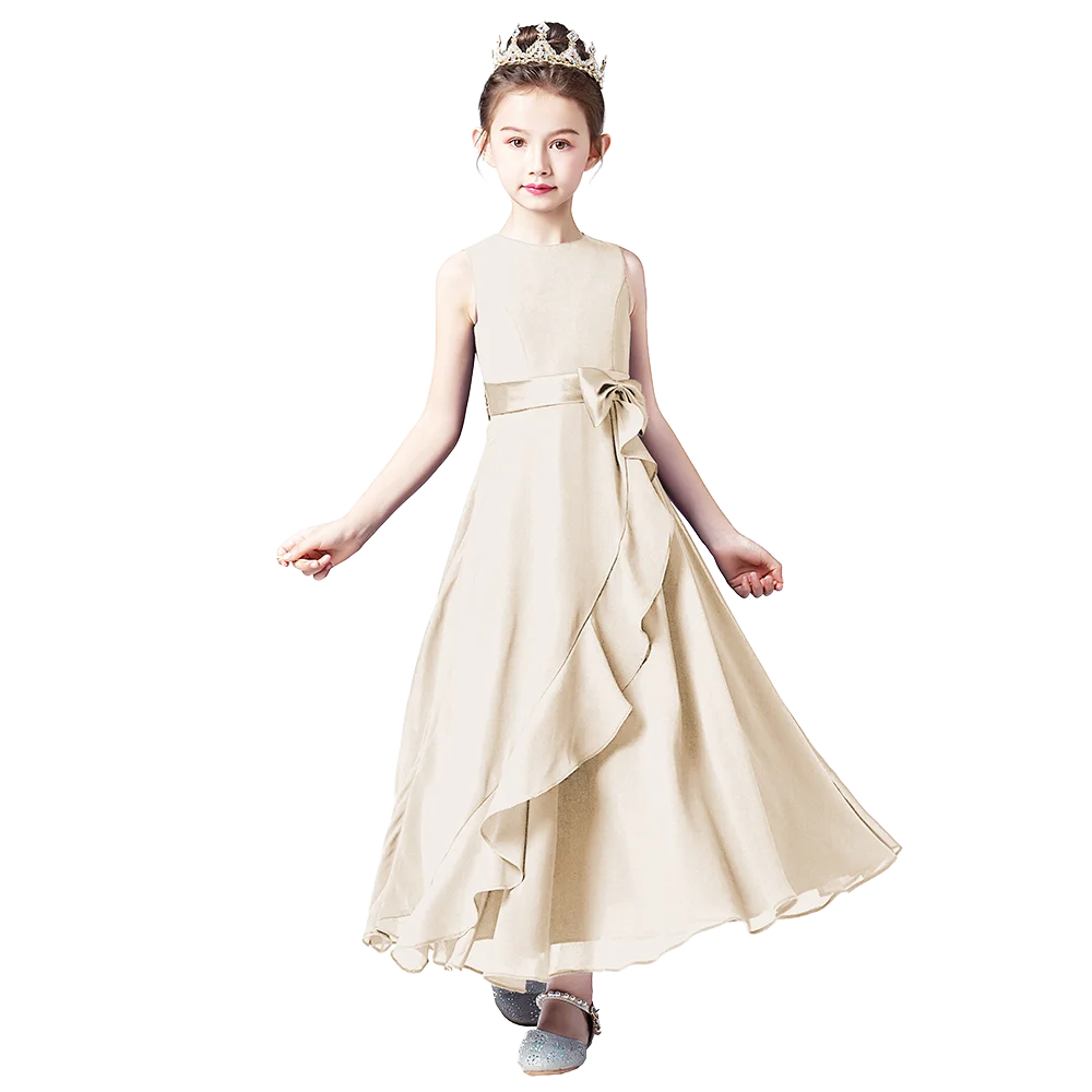 Junior Bridesmaid For Teens Ankle-Length Flower Girl Dresses For Wedding Party Kids Gowns