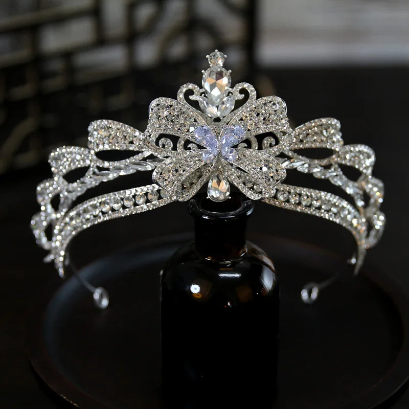 Luxury Silver Crystal Rhinestone Bridal Queen Crown Headpiece