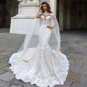 Sexy Sweetheart Backless Lace Mermaid Wedding Dresses Luxury Court Train Bridal Gown
