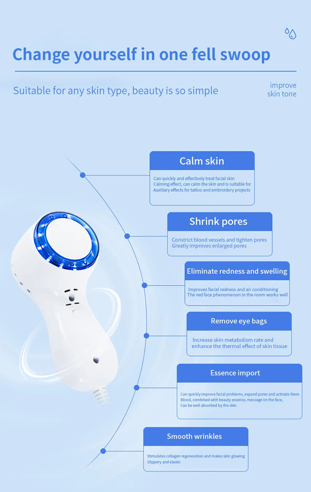 Blue Light Cryo Facial Massager – Cold Therapy & Skin Lifting Device