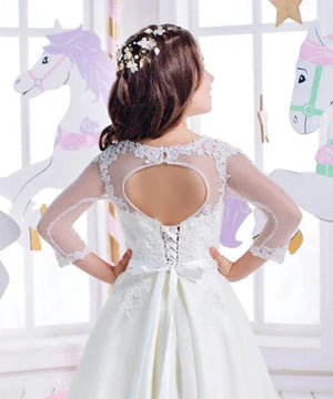 Crystal Sequin Lace Applique Flower Girl Dress