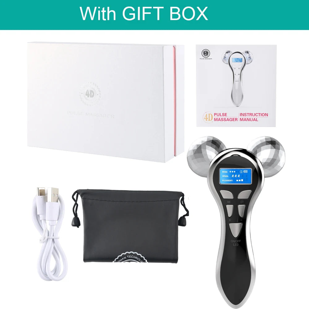 4D EMS Face Massager – Microcurrent Vibration Lifting Device for Face & Neck