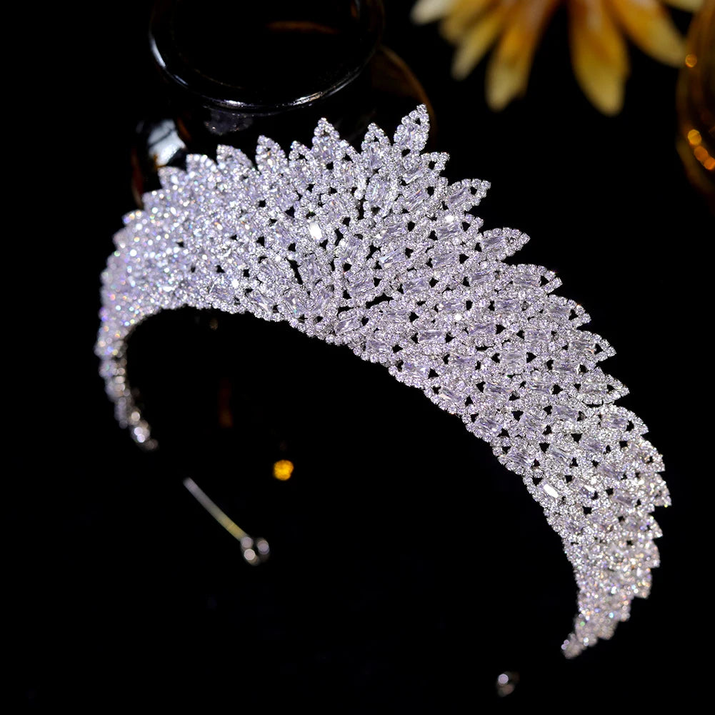 Cubic Zirconia Crystal Leaf Tiara Crown for Women – Bridal & Prom Accessory
