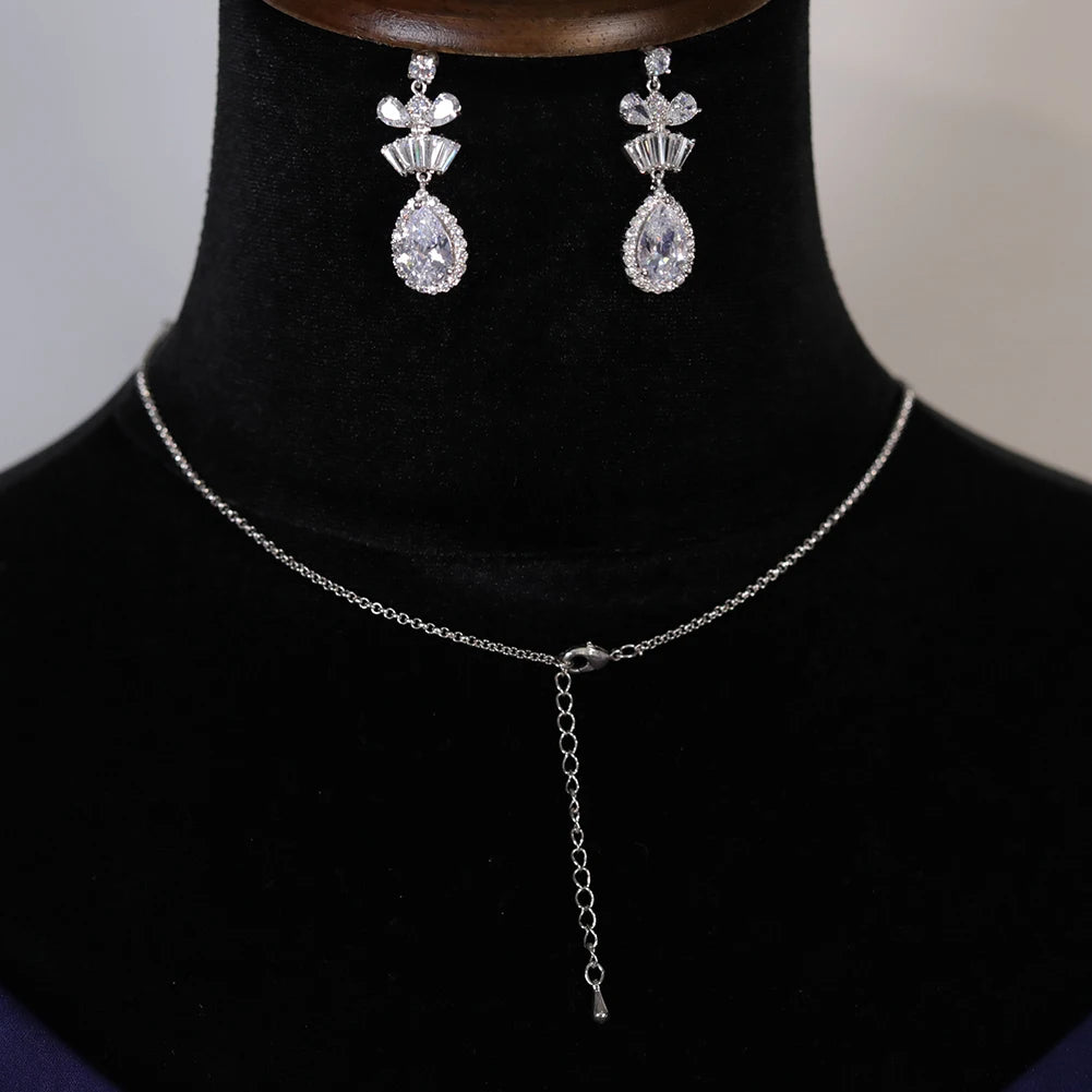 Luxury Water Drop Necklace & Earring Set for Women Adjustable Length