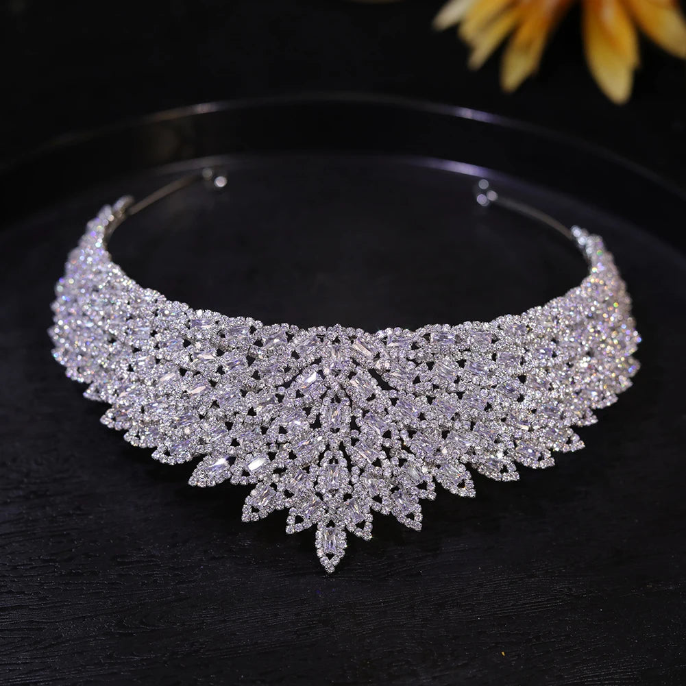 Cubic Zirconia Crystal Leaf Tiara Crown for Women – Bridal & Prom Accessory