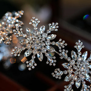 Luxury Crystal Snowflake Hairband Floral Bridal Tiaras Baroque Crown