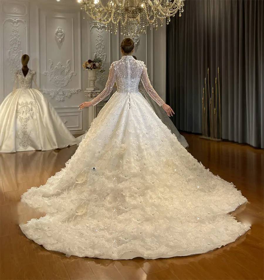 Elegant A-Line Wedding Dress with Straps and Long Sleeve Jacket