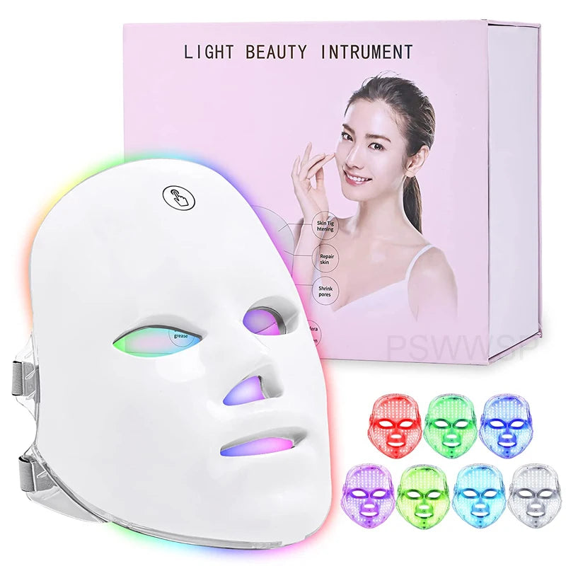 Professional 7 Color LED Facial Therapy Mask for Skin Care Treatment