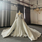 Two-in-One Mermaid Wedding Dress with Heavy Beading & Detachable Design
