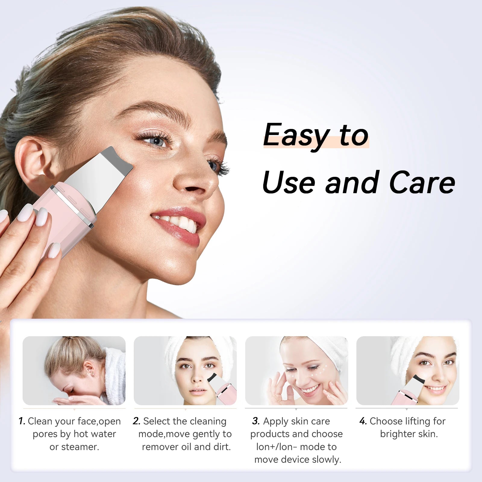 Ultrasonic Skin Scrubber Facial Cleaner – Deep Cleansing & Lifting Device