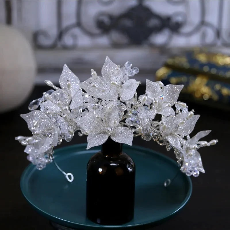 Luxury Silver Crystal Rhinestone Bridal Queen Crown Headpiece
