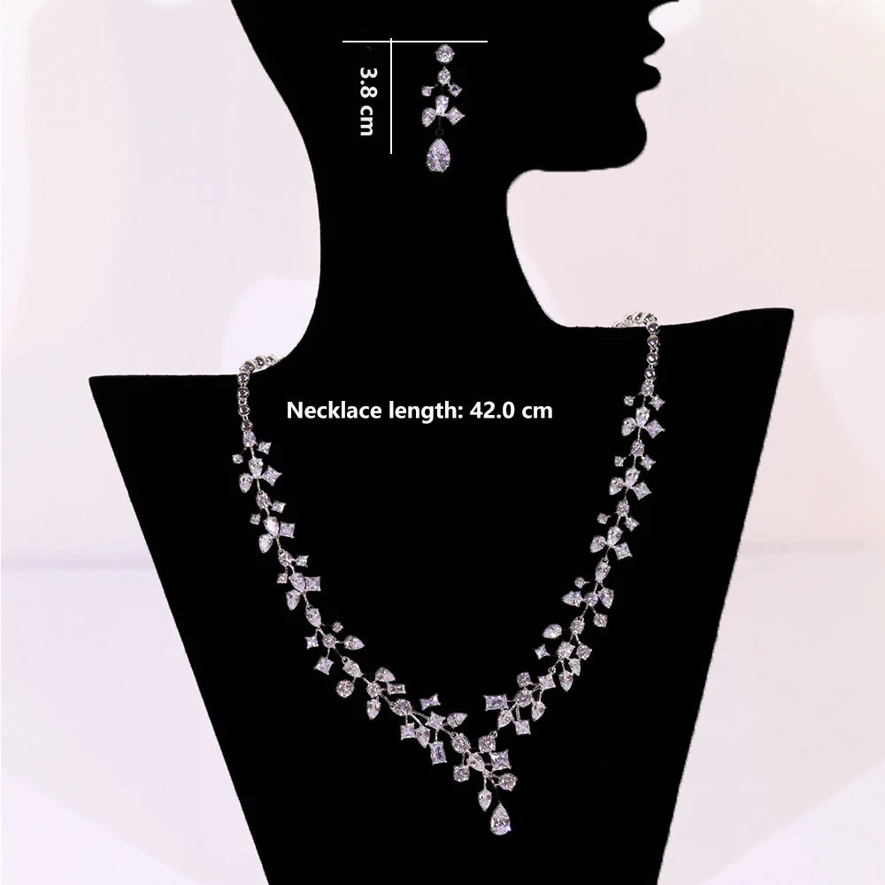 3A Cubic Zirconia Wedding Necklace Set Sparkling Crystal Bridesmaids Gift
