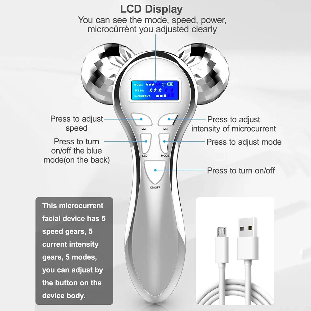 4D EMS Face Massager – Microcurrent Vibration Lifting Device for Face & Neck