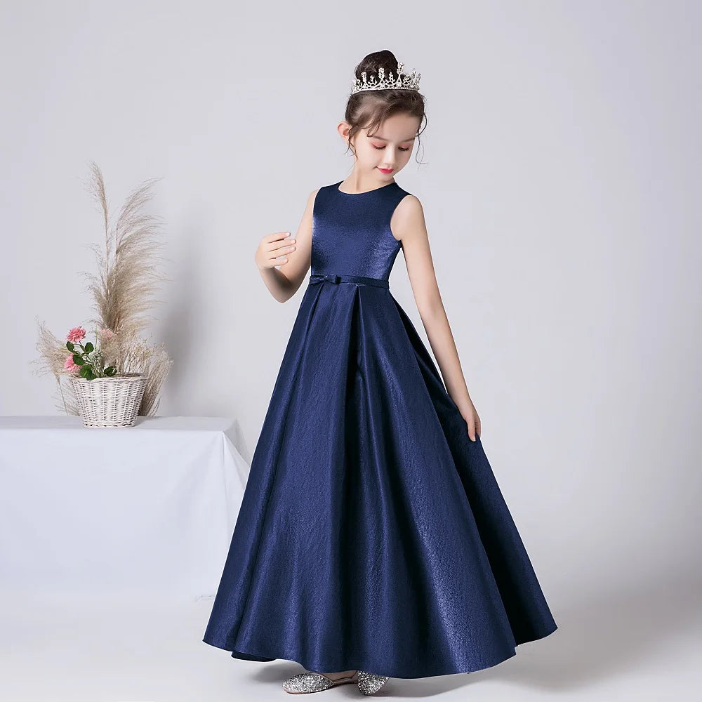 Girls White Satin First Communion Dress Formal Pageant Party Gown – Elsi John