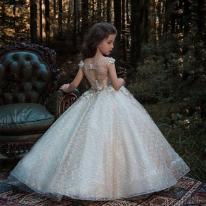 New Puffy Lace Flower Girl Dress For Wedding Ball Gown