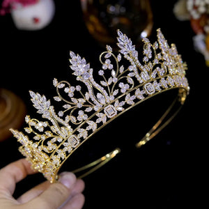 Luxury Bridal Tiara Gold Crown Headwear