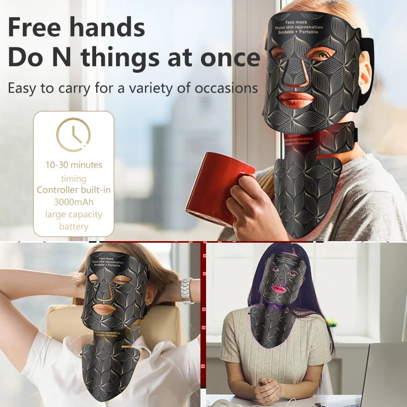 LED Facial and Neck Photon Mask for Skin Firming Whitening and Oil Control