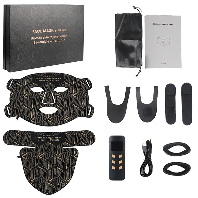 LED Facial and Neck Photon Mask for Skin Firming Whitening and Oil Control