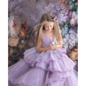 A-Line Crystal Beaded Flower Girl Dress