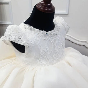 Organza A-Line O-Neck Puffy Girls Princess Gown Dress