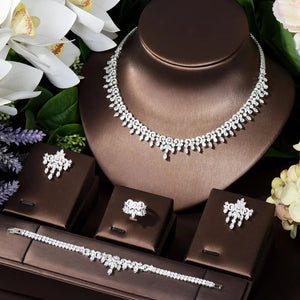 Shiny CZ Bridal Necklace Earring Set