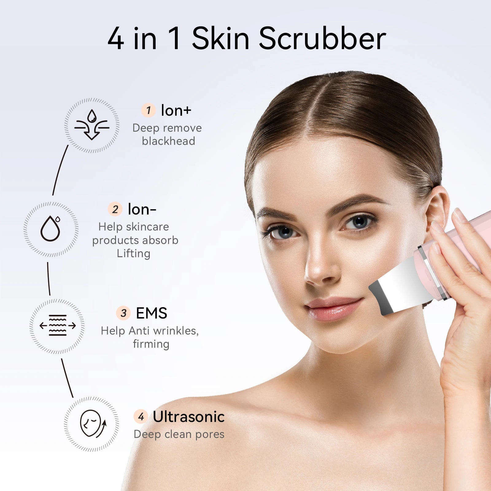 Ultrasonic Skin Scrubber Facial Cleaner – Deep Cleansing & Lifting Device