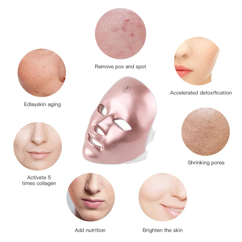 Professional 7 Color LED Facial Therapy Mask for Skin Care Treatment