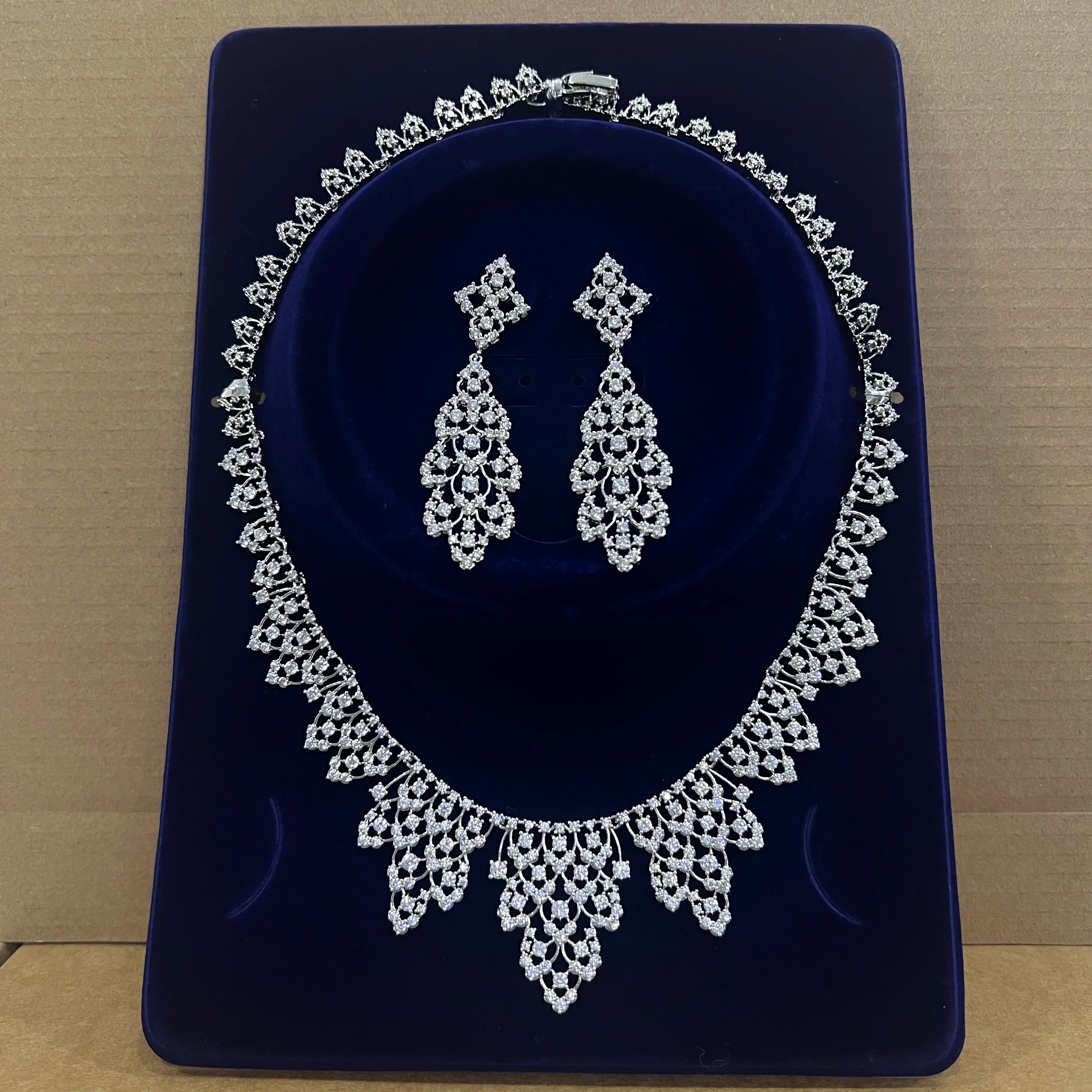 2025 White CZ Zircon Necklace Set – Trendy Party Jewelry for Women