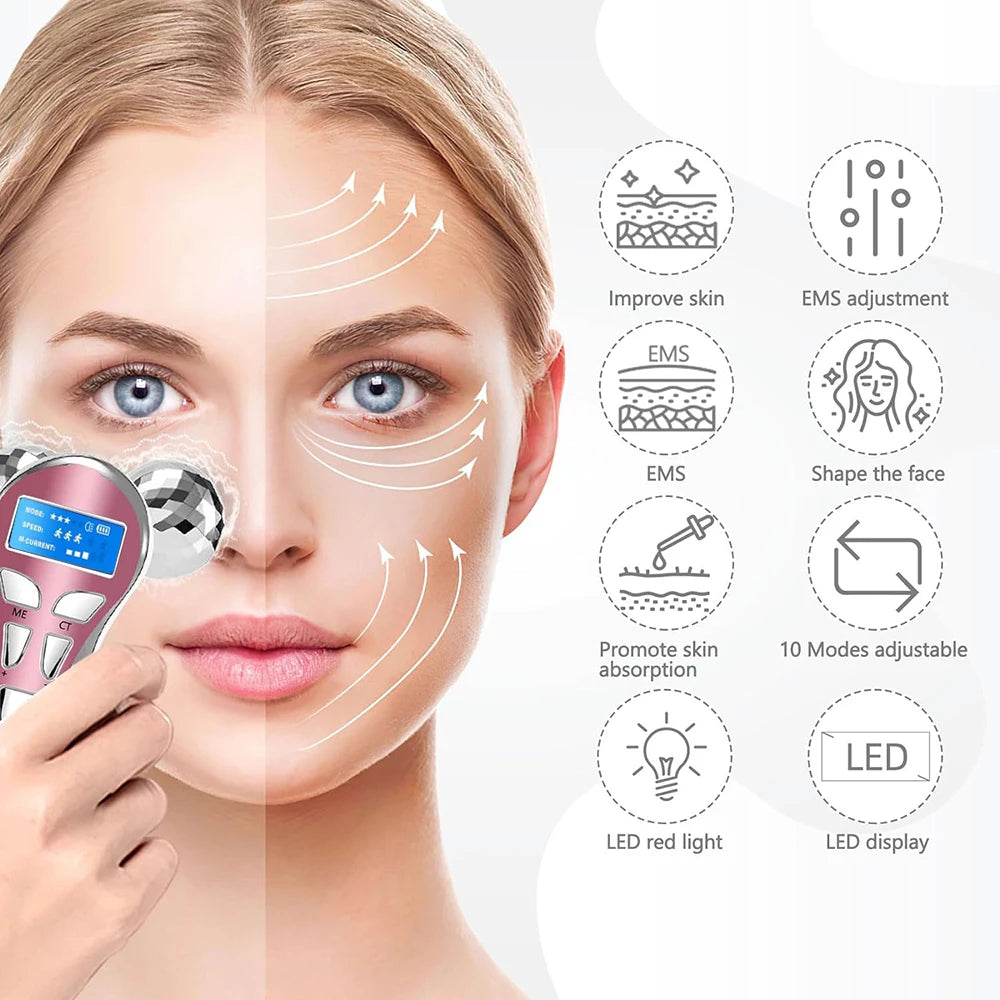 4D EMS Face Massager – Microcurrent Vibration Lifting Device for Face & Neck